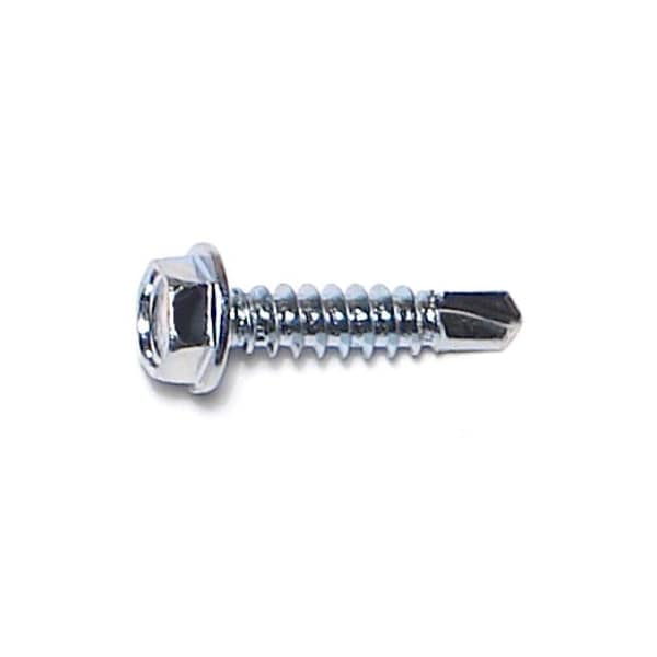 Self-Drilling Screw, #8 x 3/4 in, Zinc Plated Steel Flange Hex Head External Hex Drive, 500 PK